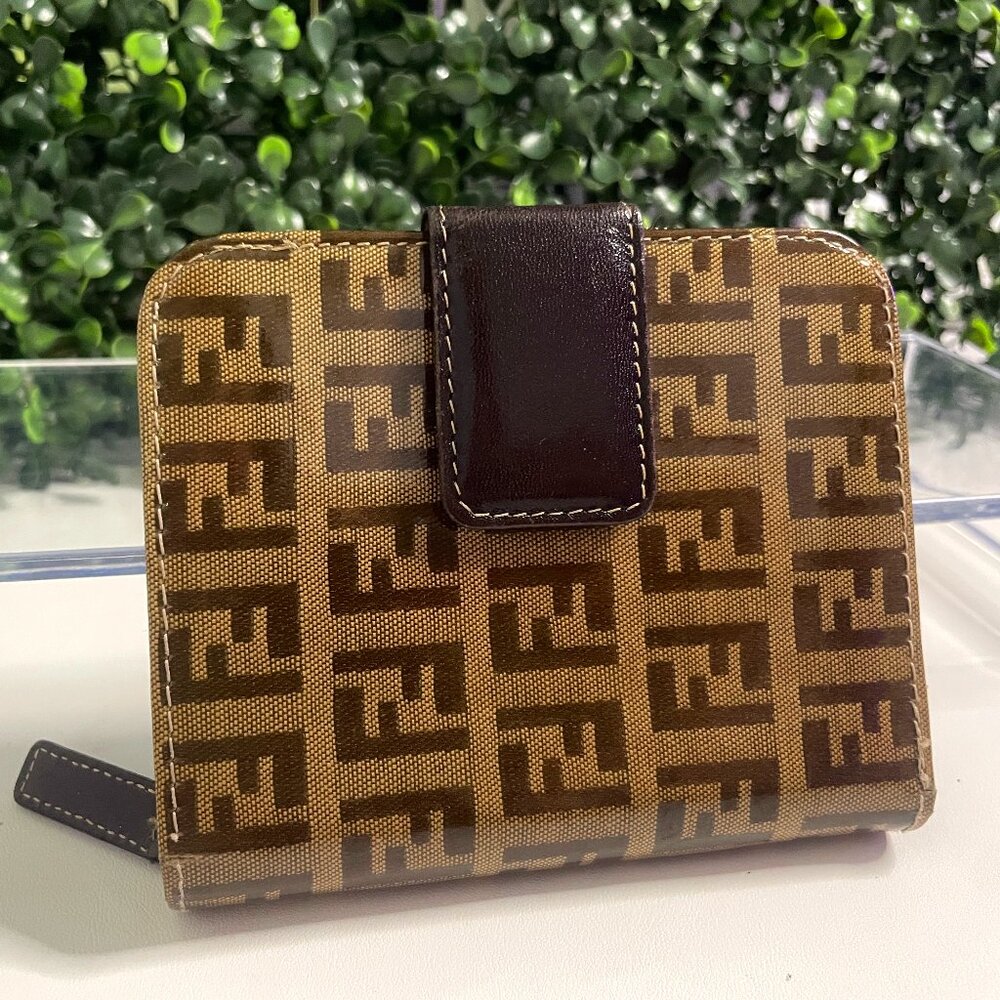 RARE SET: Fendi Zucchino coated canvas PVC compact bi-fold + crossbody bag - Picture 7 of 12